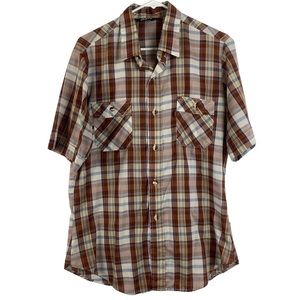 Vintage 80’s Levi’s Short Sleeve Plaid Western Shirt Size Large